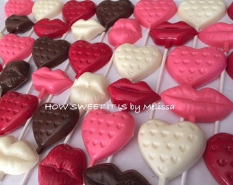 Valentine Chocolate Lollipop Assortment (1 dozen) - Valentines Day, Birthday, Bachlorette