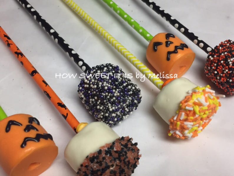 Halloween Marshmallow Pops 1 Dozen Halloween Fall Etsy