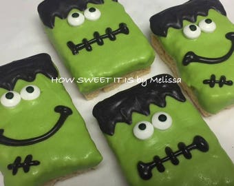 Frankenstein Chocolate Covered Rice Krispie Treats (1dz) - Halloween, Fall, Autumn