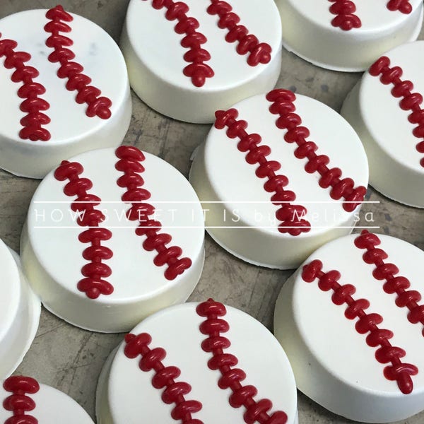 Sports Themed Chocolate Covered Double Stuffed Oreos (Baseball & Football) - 1 dozen (12)