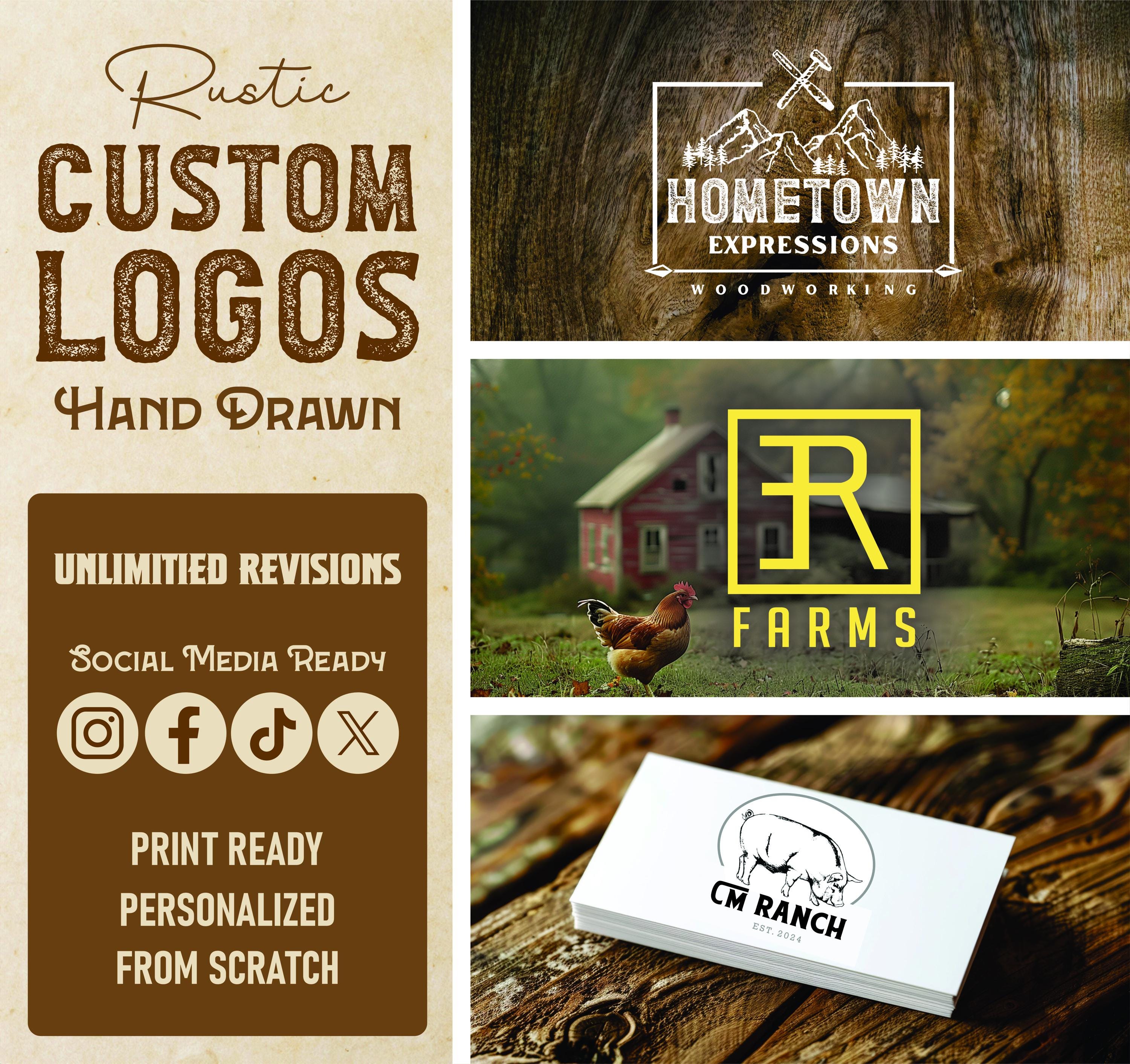 Custom Rustic Hand Drawn Logo Design - Etsy