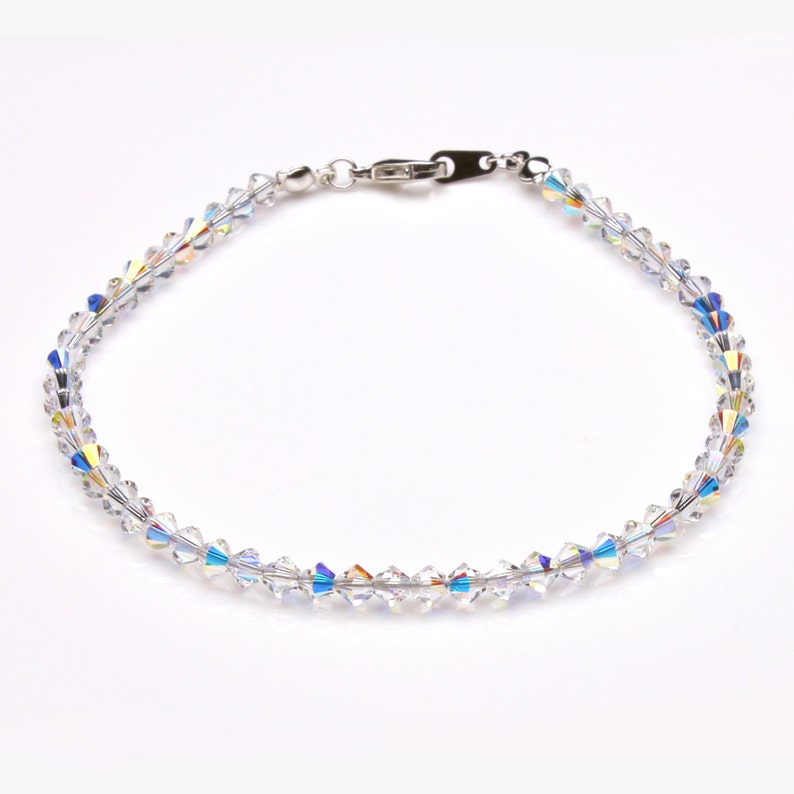 Crystal Clear Ab Sterling Silver Anklet image 1