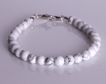 White Howlite Sterling Silver Bracelet