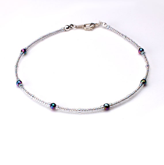 Amazon.com: PURPLE WHALE Round Rainbow Hematite Bracelet : Health &  Household