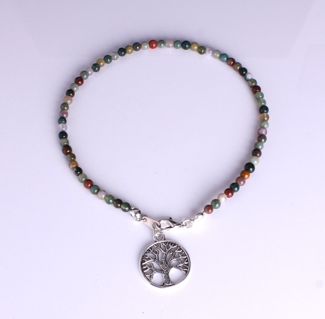 Indian Agate and Tree of Life Charm Bracelet - Etsy