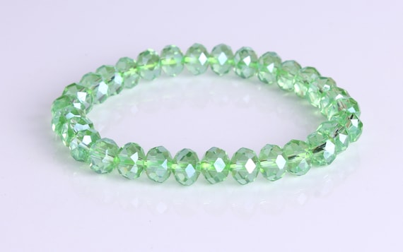 Light Green Crystal Bracelet Etsy