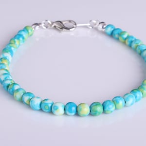 Aqua Blue Ocean Jade Sterling Silver Bracelet image 1