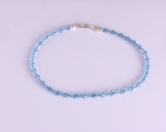 Crystal Aqua Blue and Aquamarine Seedbead Bracelet