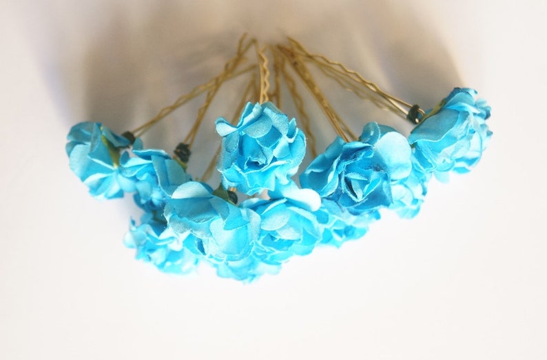 Bridal Hair Accessories Turquoise Blue Rose Turquoise Blue Etsy