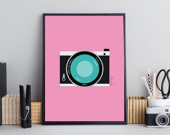 Vintage Camera Poster - Pink