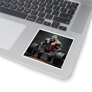 Gorilla Weightlifting Kiss-Cut Stickers, Patriotic Fitness Decals, Gym Motivation Labels, Animal Workout Stickers, Bodybuilding Sticker Pack