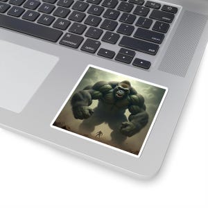 Gorilla Kiss-Cut Stickers, Massive Hulk-Like Ape Design, Decorate Your Laptop, Water Bottle, Notebook, Phone Case, Car, Wildlife Animal