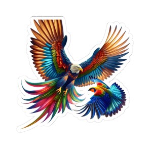 Adesivi colorati con aquila volante e fustellati, bellissimi adesivi con uccelli, stampa di animali vivaci, regalo per gli amanti della natura, decorazione per laptop con animali selvatici