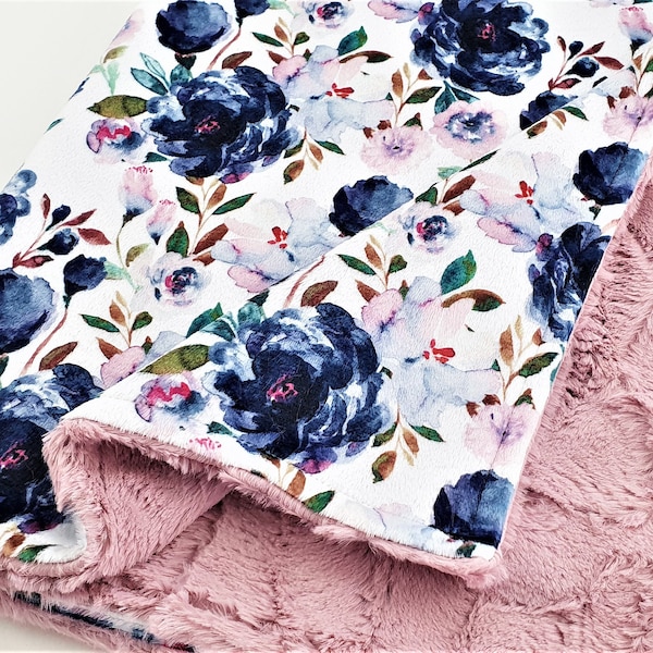 Sugar + Maple Wallpaper Floral Minky Blanket - Non-Personalized
