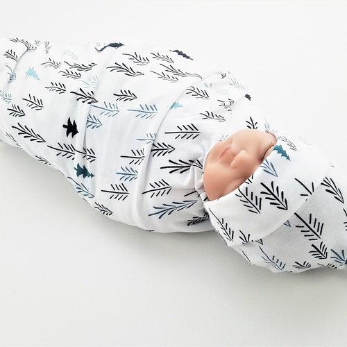 Winter Trees Baby Swaddle Set Swaddling Blanket & Knot Hat Etsy