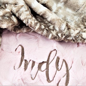Personalized Fawn Print Minky Blanket