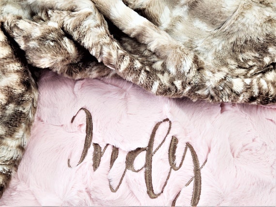 Personalized Fawn Print Minky Blanket