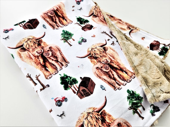 Personalized Highland Cow Minky Blanket