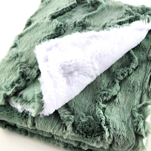 Coperta Minky personalizzata verde e bianca