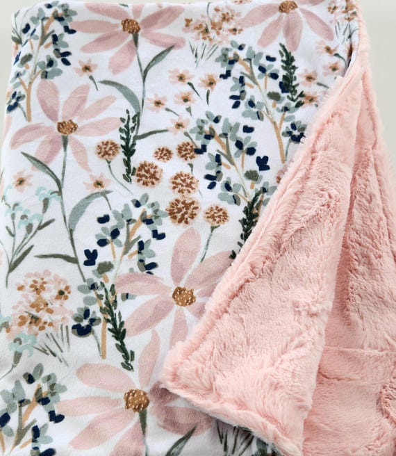 Personalized Wildflower Minky Baby Blanket