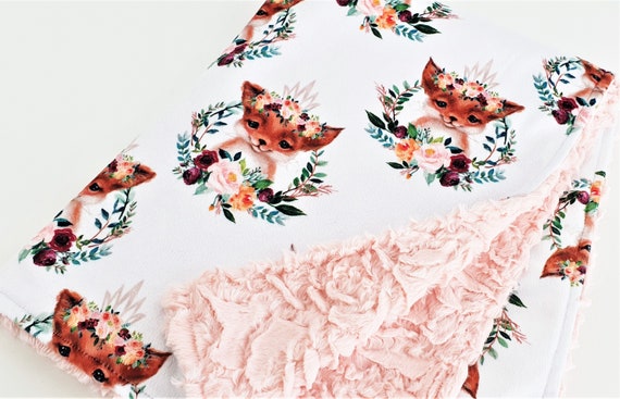 Personalized Fox Minky Baby Blanket