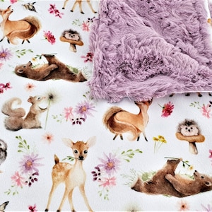 Personalized Woodland Babies Minky Baby Blanket