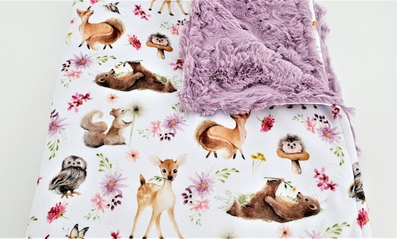 Personalized Woodland Babies Minky Baby Blanket