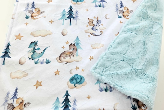 Personalized Little Dragons Minky Baby Blanket