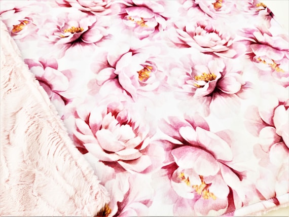 Personalized Peony Minky Baby Blanket