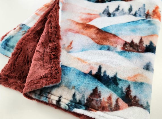 Personalized Hills and Trees Minky Blanket