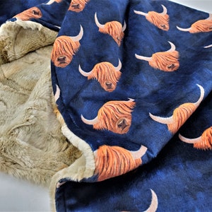Personalized Highland Cow Minky Baby Blanket