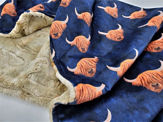 Personalized Highland Cow Minky Baby Blanket