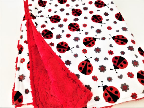 Personalized Ladybug Minky Blanket