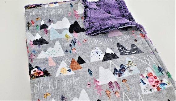 Personalized Minky Baby Blanket - "Climb, Fly, Dream"