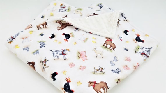 Personalized Farm Animals Minky Baby Blanket