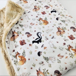 Personalized Woodland Babies Minky Blanket