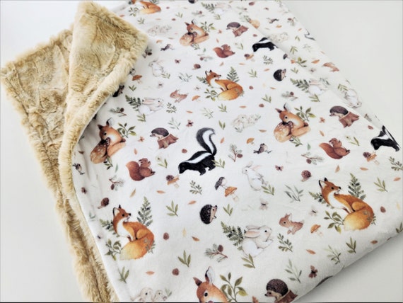 Personalized Woodland Babies Minky Blanket