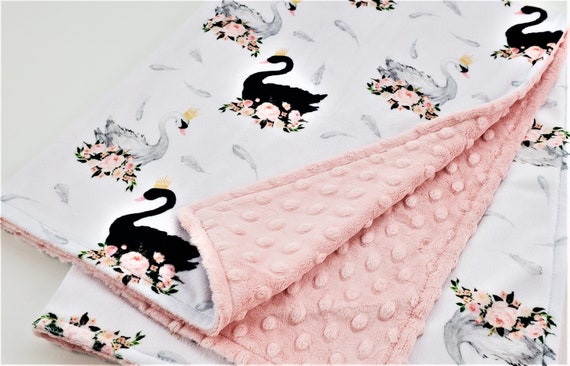 Personalized Swan Minky Baby Blanket