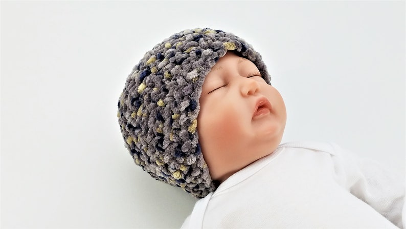 Soft Gray Crochet Baby Hat Ready to Ship