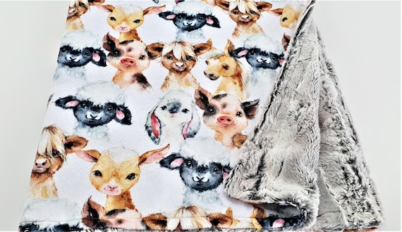 Personalized Minky Baby Blanket - Farm Babies