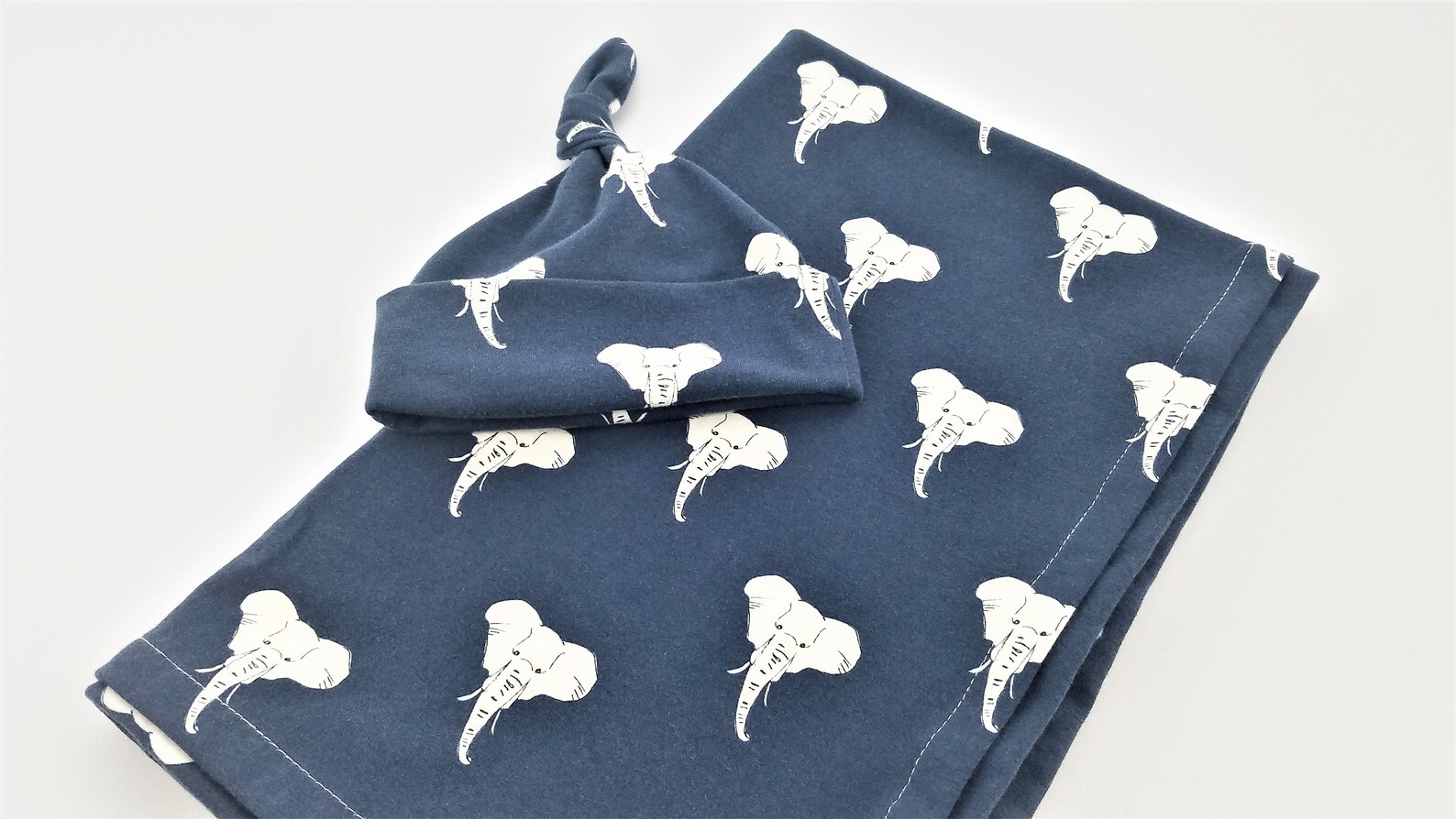 Elephant Baby Swaddle Set Swaddling Blanket & Knot Hat Etsy