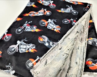 Personalized Motorcycle Minky Baby Blanket