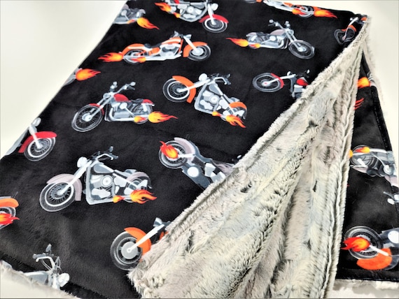 Personalized Motorcycle Minky Baby Blanket