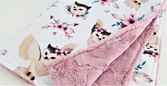 Personalized Owl Minky Baby Blanket