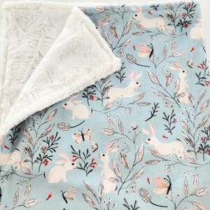 Personalized Bunny Rabbit Minky Baby Blanket