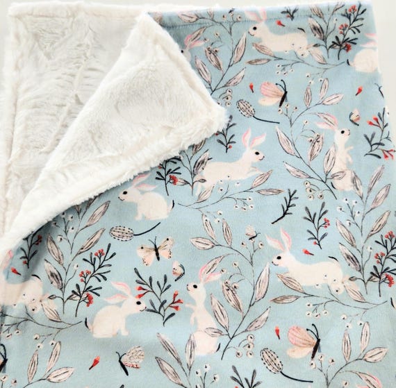 Personalized Bunny Rabbit Minky Baby Blanket