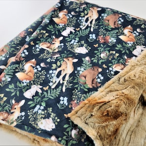 Personalized Green Woodland Babies Minky Blanket