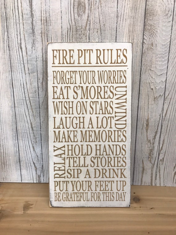 Fire Pit Rules Sign Campfire Sign Backyard decor Patio Etsy
