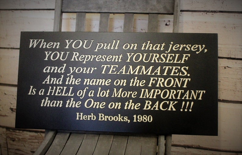 garage man cave Rules Sign Wall Sign Carved Engraved 11x24 Herb Brooks quote USA Hockey Team 1980 Olympics Hockey