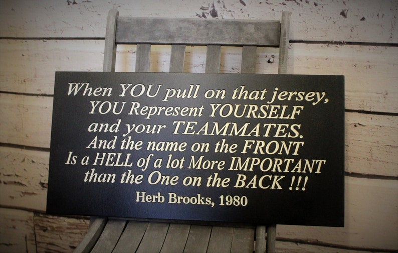 garage man cave Rules Sign Wall Sign Carved Engraved 11x24 Herb Brooks quote USA Hockey Team 1980 Olympics Hockey